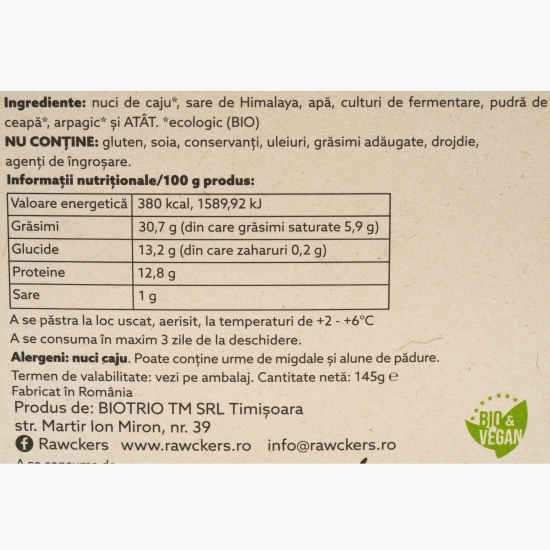Specialitate Brawnză din caju cu chives și ceapă eco, maturată 145g