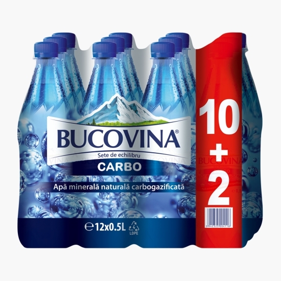 Apă minerală naturală carbogazificată 0.50l, 10+2
