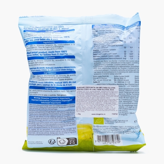 Gustare crocantă din mei ECO fără gluten, pentru copii, +8 luni, 25g