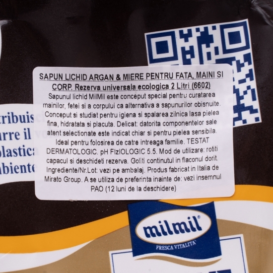 Rezervă săpun lichid argan și miere 2l