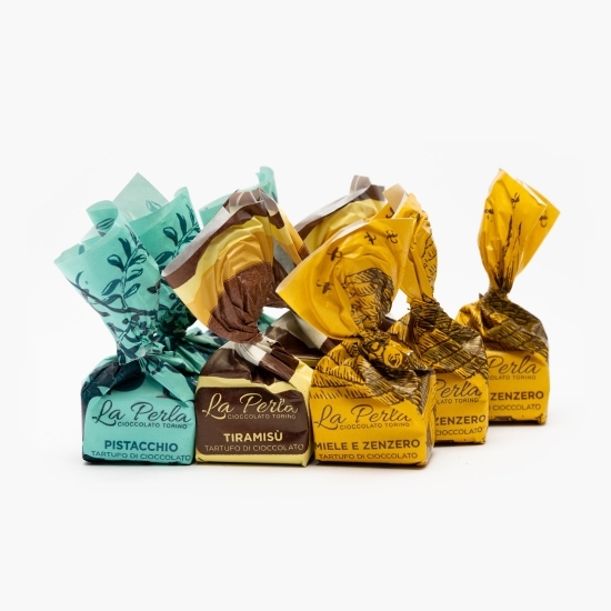 Trufe de ciocolată asortate (arome fistic, tiramisu, miere cu ghimbir) 600g
