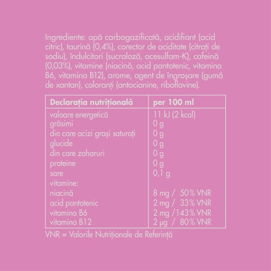 Băutură energizantă cu aroma de fructe de pădure, fără zahăr, 0.25l