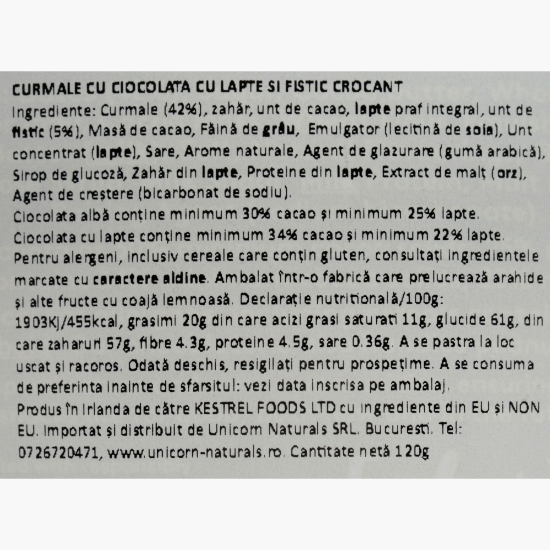 Curmale cu ciocolată cu lapte și fistic crocant Dubai Style 120g
