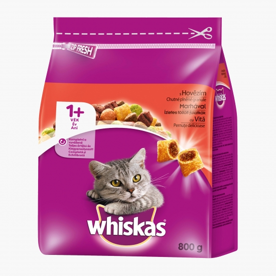 Hrană uscată pentru pisici adulte, 800g, cu vită