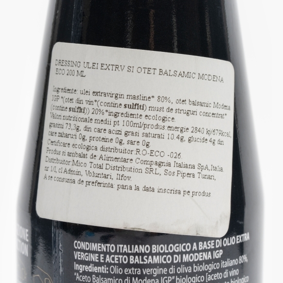 Dressing ulei de măsline extravirgin și oțet balsamic eco 200ml