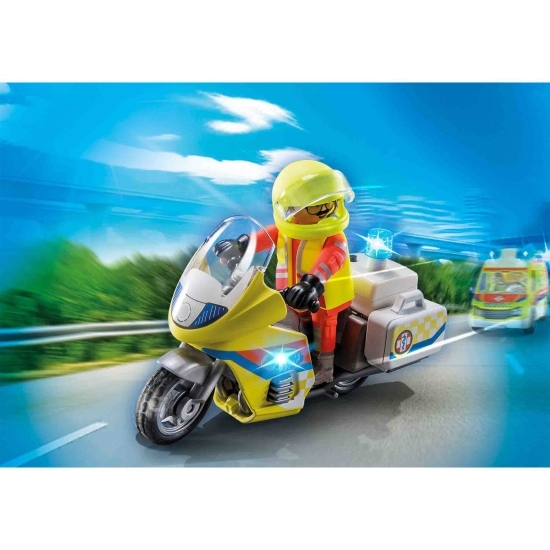 Set figurine - motocicletă de intervenții cu lumini, 3+ ani