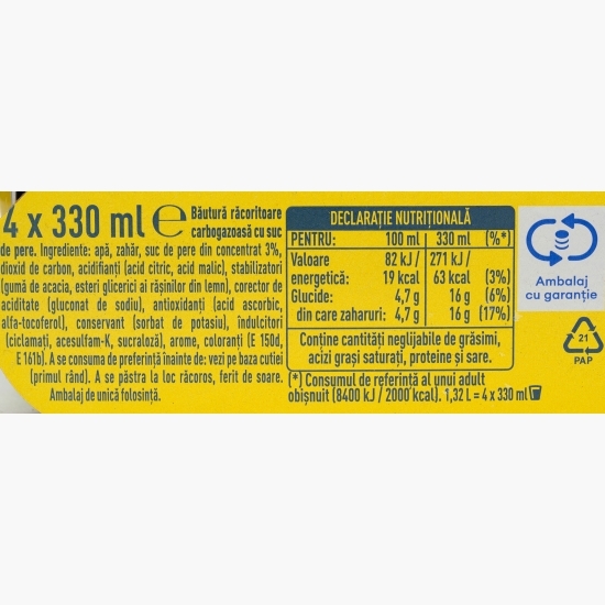 Băutură carbogazoasă cu aromă de pere doză, 4x0.33l