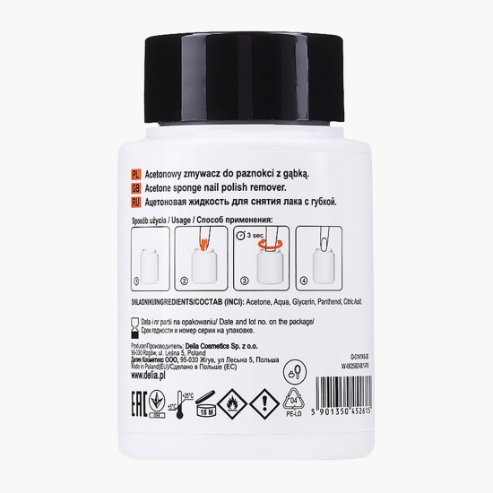 Dizolvant cu acetonă pentru lac de unghii, cu burete 75ml