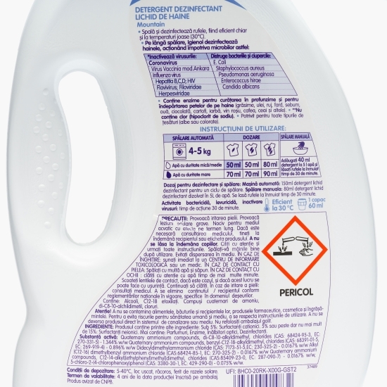Detergent de rufe dezinfectant Mountain Fresh 54 spălări 2.7l