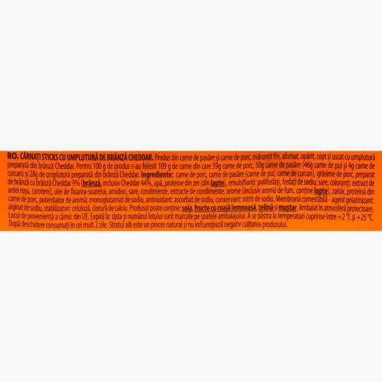 Cârnați sticks cu umplutură de cheddar 95g