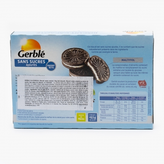 Biscuiți de cacao umpluți cu vanilie, fără zahăr adăugat 176g