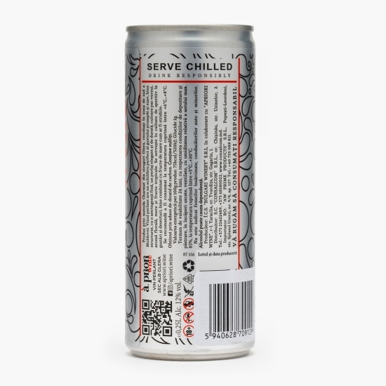 Vin perlant sec alb Glera 12%, doză, 0.25l