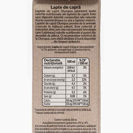 Lapte de capră 3.7% grăsime 1l