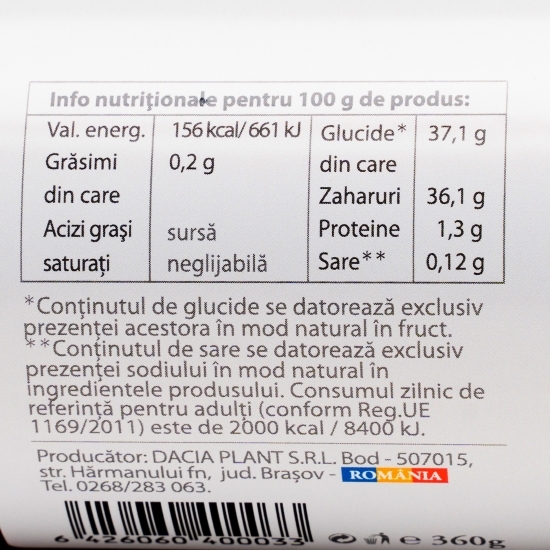 Dulceață de zmeură fără zahăr adăugat 360g