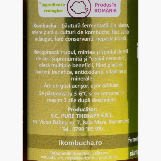 Kombucha băutură probiotică energizantă cu ghimbir 330ml