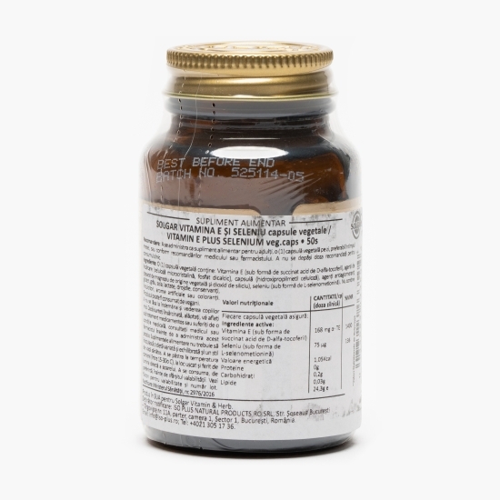 Vitamina E + Seleniu fără drojdie 50 capsule vegetale