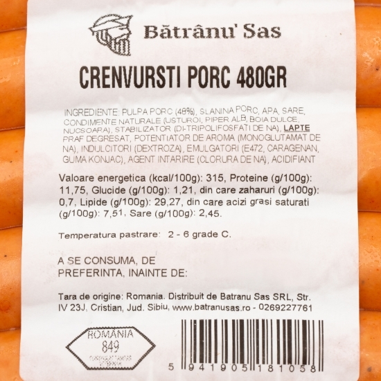 Crenvurști porc 480g