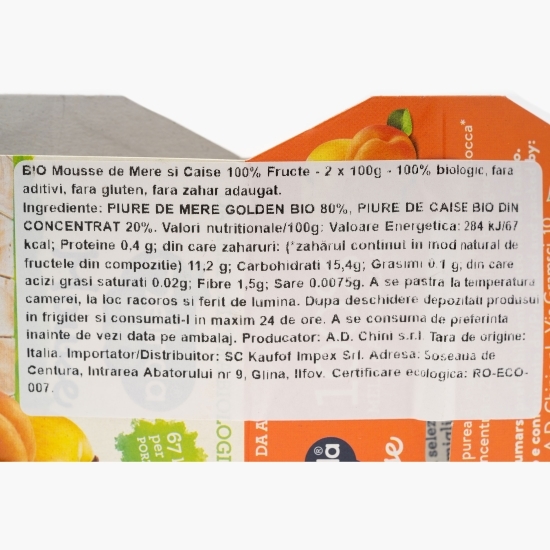 Mousse de mere și caise eco (2x100g) 200g