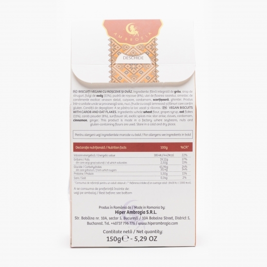 Biscuiți vegani cu roșcove și ovăz 150g