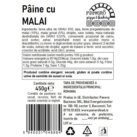 Pâine cu mălai, 450g