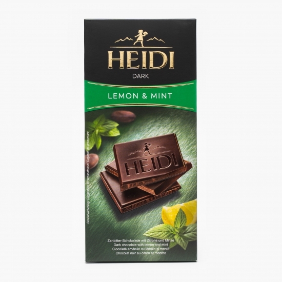 Ciocolată amăruie cu lămâie și mentă 80g