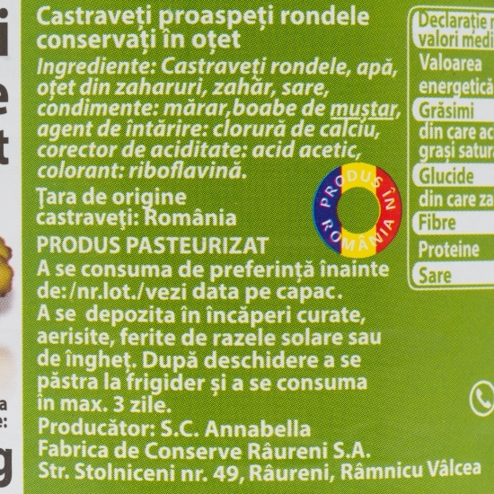 Castraveți rondele în oțet 680g