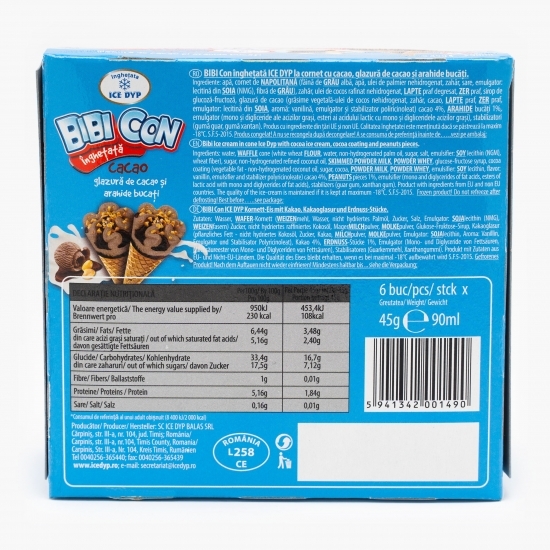 Înghețată de cacao la cornet 6x90ml