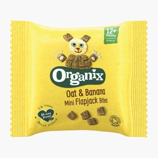 Cubulețe ecologice moi din ovăz integral și banane, 12+ luni, 80g