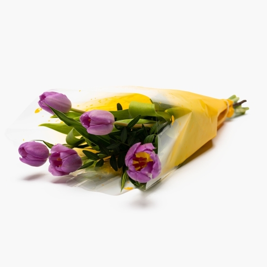 Buchet cu lalele mov și dracaena, 5 fire