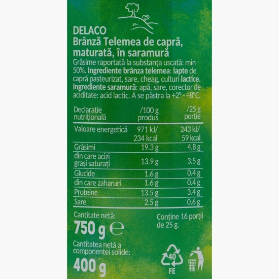 Telemea de capră în saramură 400g 