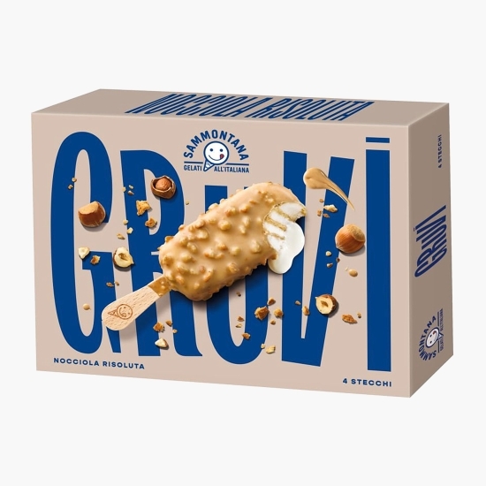 Înghețată de vanilie cu alune și sos de alune și glazură de biscuiți cu alune 4x75ml