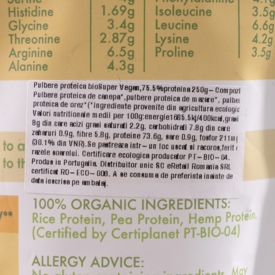 Pulbere proteică eco super vegan 250g