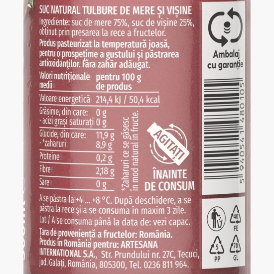 Suc natural de mere şi vișine 0.3l