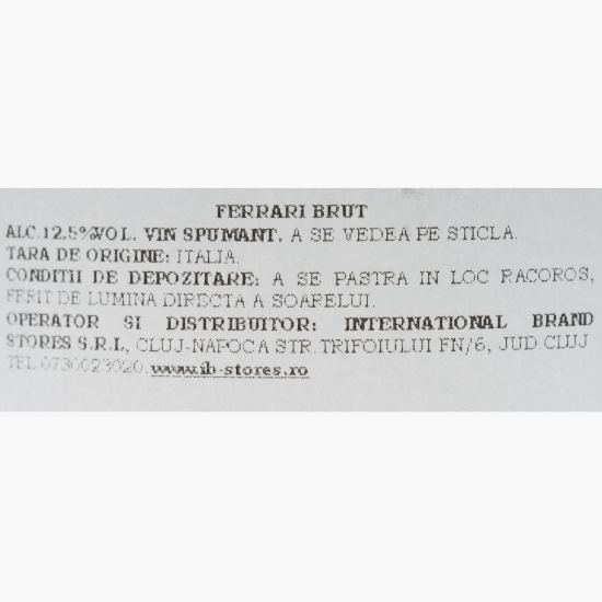 Vin spumant alb brut, 12.5%, 0.75l