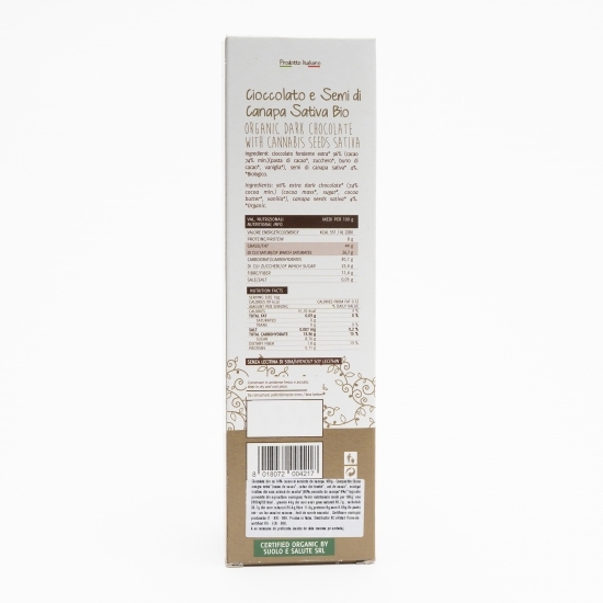 Ciocolată eco cu 74% cacao și semințe de cânepă 100g