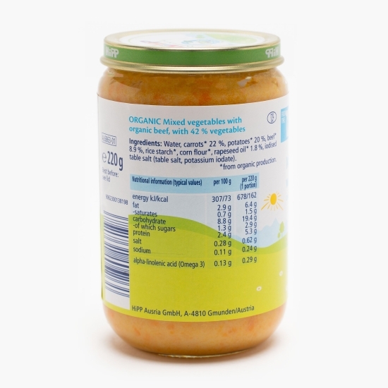 Mix ecologic de legume și carne de vită, +12 luni, 220g