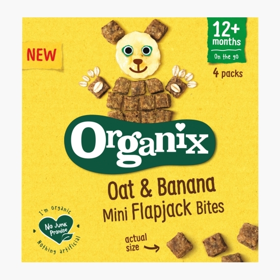 Cubulețe ecologice moi din ovăz integral și banane, 12+ luni, 80g