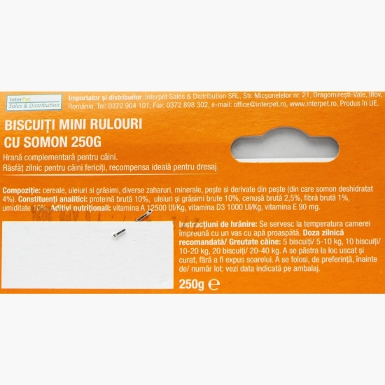 Biscuiți pentru câini mini rulouri cu somon 250g