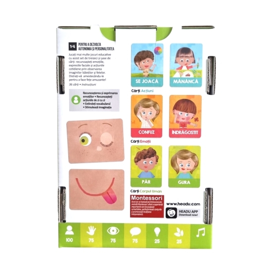Joc Montessori - Emoții și acțiuni, în limba română, 1-4 ani