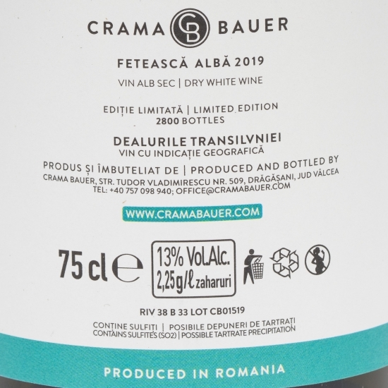 Vin alb sec Fetească Albă, 13%, 0.75l