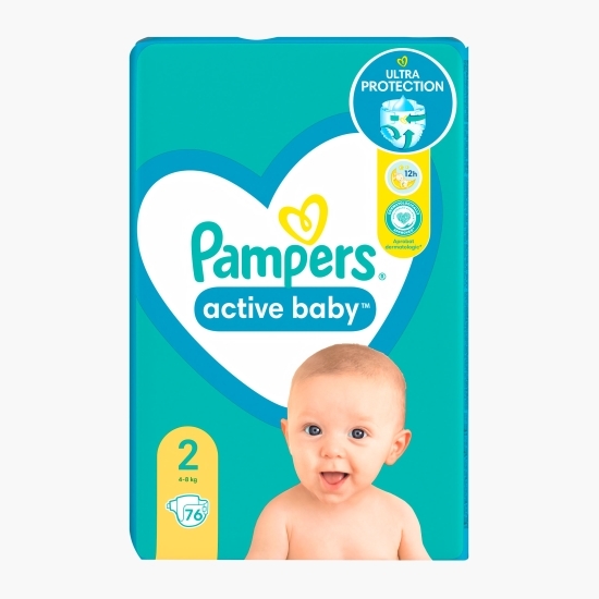Scutece Active Baby mărimea 2 nou născut, 4-8kg, 76 buc