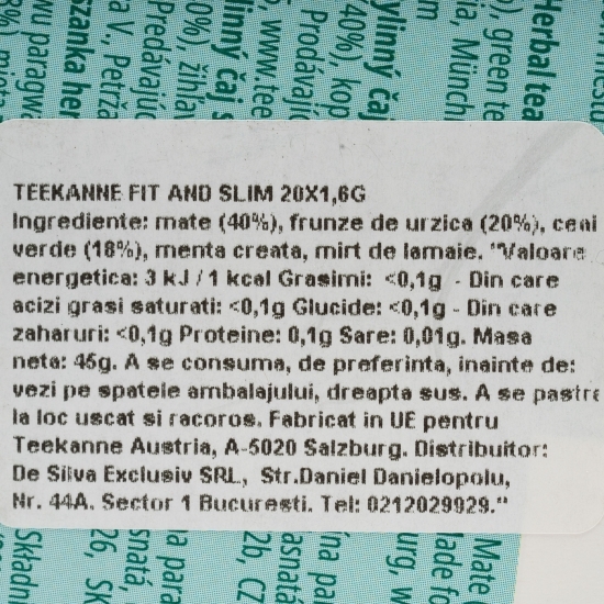Ceai natural pentru slăbit Fit&Slim 20 plicuri x 1.6g