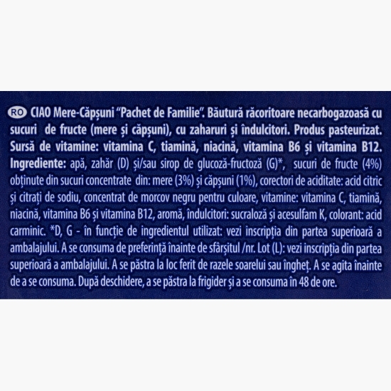 Băutură necarbogazoasă cu mere și căpșuni, 2l