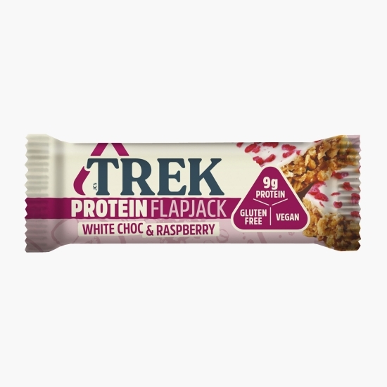 Baton din ovăz, cu ciocolată albă și zmeură, cu proteine, fără gluten 50g