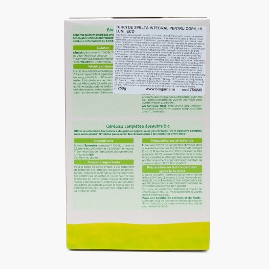 Terci ECO de spelta integral pentru copii, +5 luni, 250g