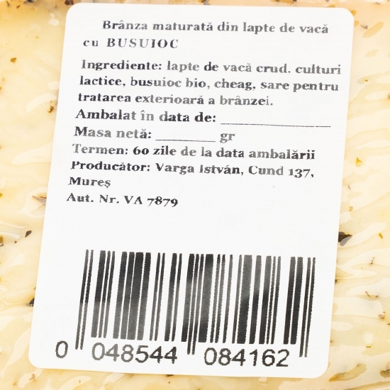Brânză maturată cu busuioc 250g
