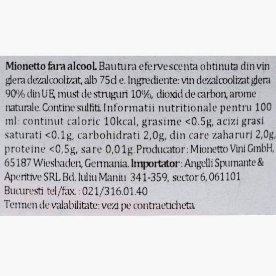 Băutură efervescentă obținută din vin dezalcoolizat, alb, 0.75l