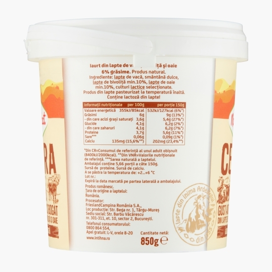 Iaurt natural Cedra 6% grăsime 850g