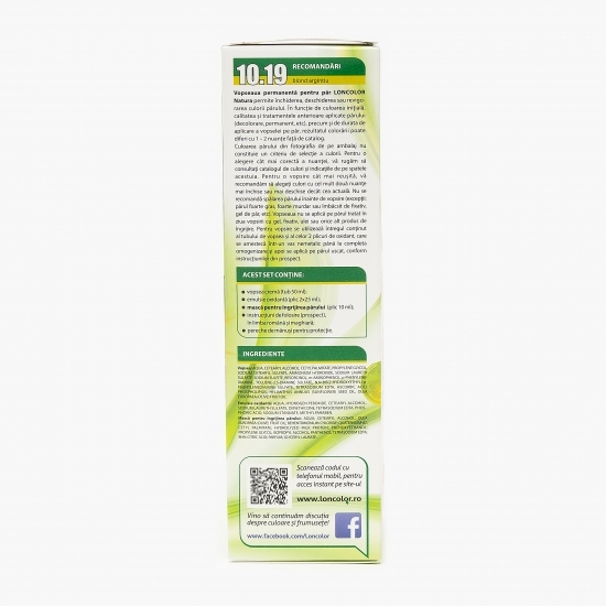Vopsea permanentă pentru păr Natura 10.19 Blond argintiu 100ml