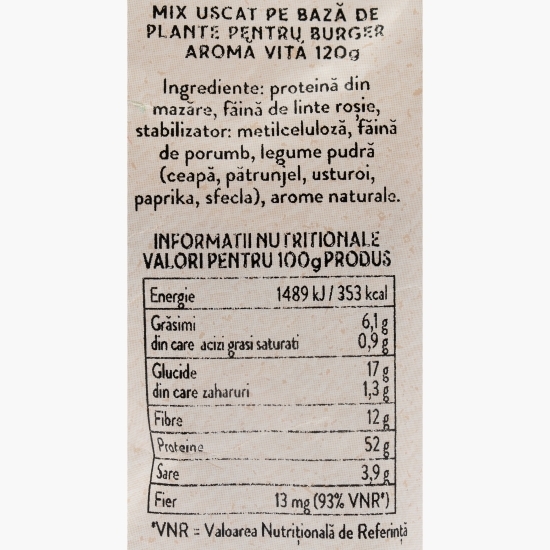 Amestec uscat pe bază de plante pentru burger și chiftele de legume, cu aromă de vită 120g